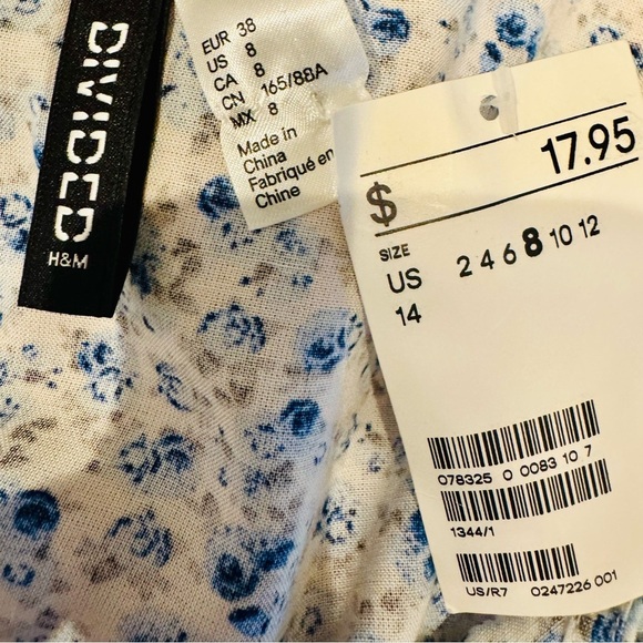 H&M Divided Blue Floral Sleeveless Dress – Size 8 - Picture 10 of 11